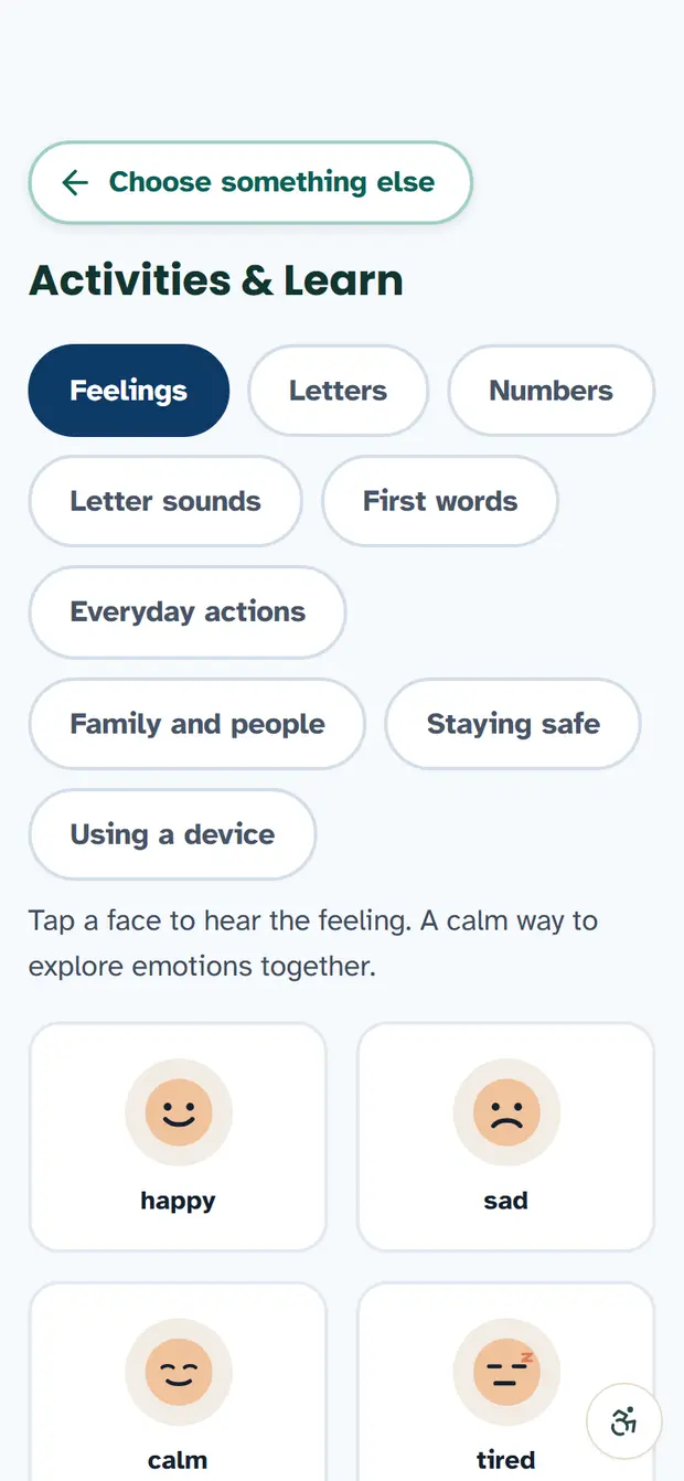 Explore words and pictures, showing feelings
