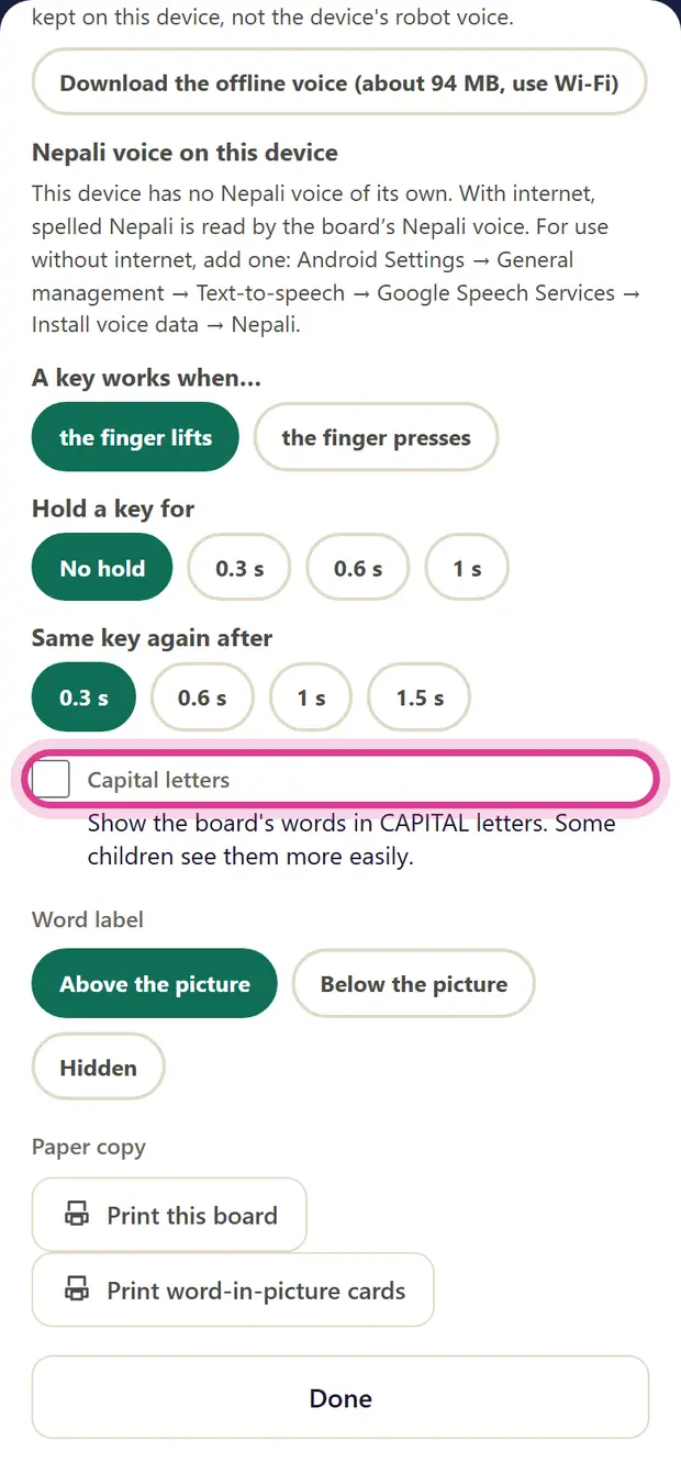 The Capital letters switch