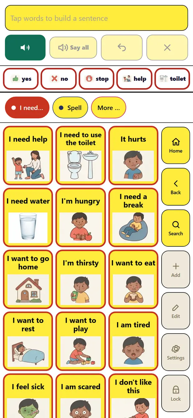 The board at 4 × 4 with the High contrast colours